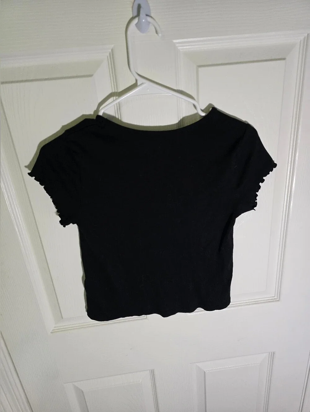 Wonder Nation Girls Black Ruffle Sleeve Casual Short Sleeve Tee Shirt Large